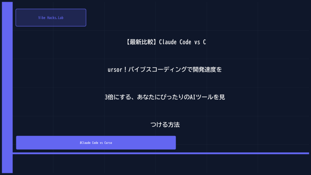 【最新比較】Claude Code vs Cursor！バイブスコーディングで開発速度を3倍にする、あなたにぴったりのAIツールを見つける方法