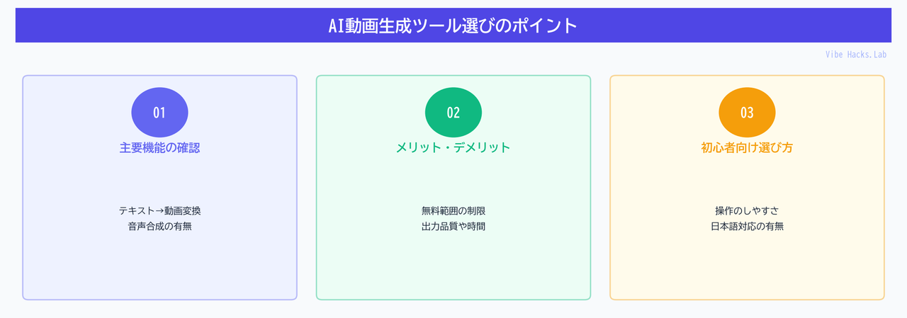 AI動画生成ツール選びのポイント
