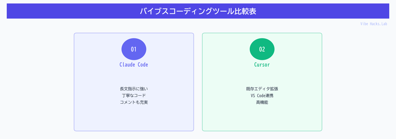 バイブスコーディングツール比較表