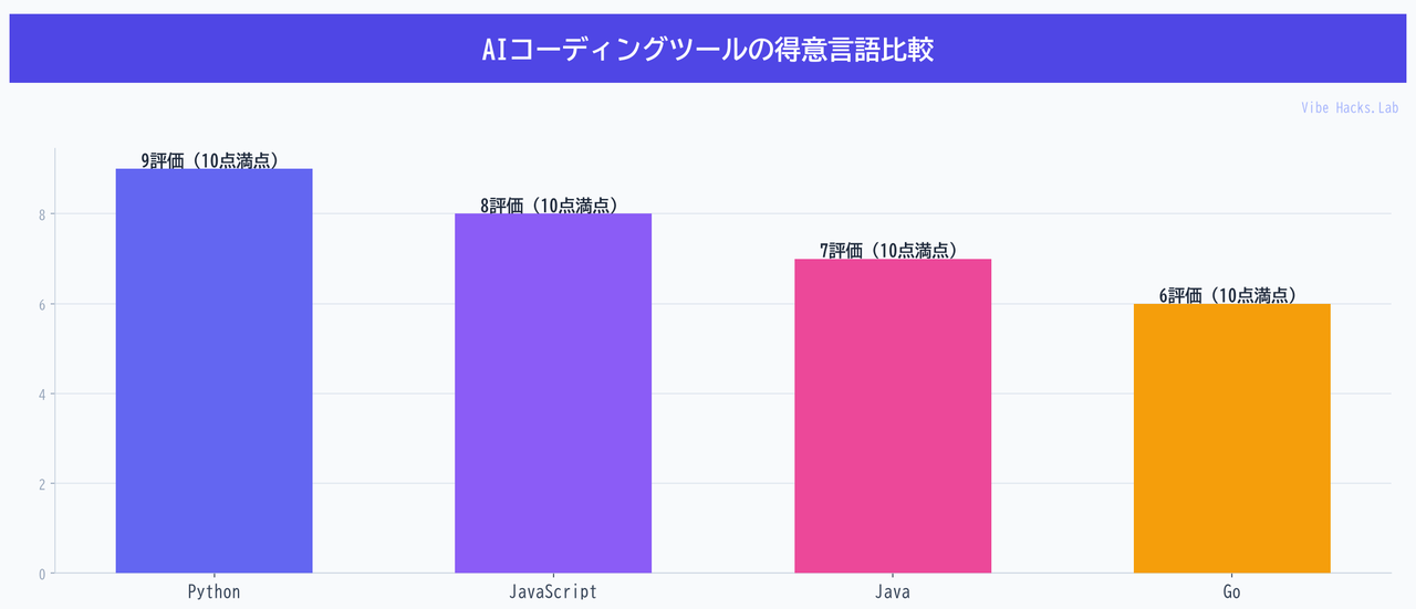 AIコーディングツールの得意言語比較