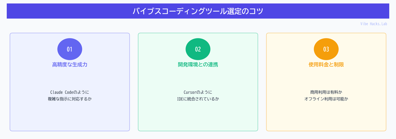 バイブスコーディングツール選定のコツ