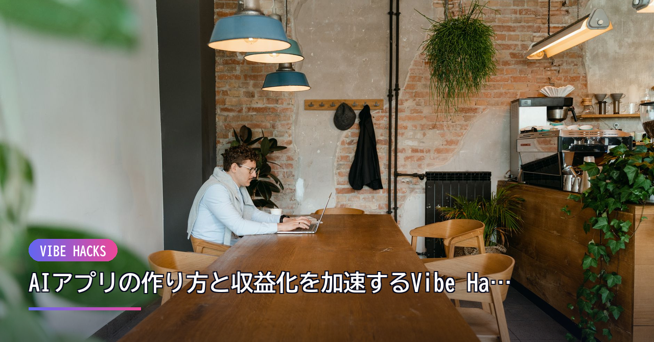 AIアプリの作り方と収益化を加速するVibe Hacks入門【プロンプトからアプリを形にする全手順】 のイメージ
