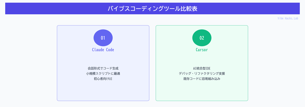 バイブスコーディングツール比較表