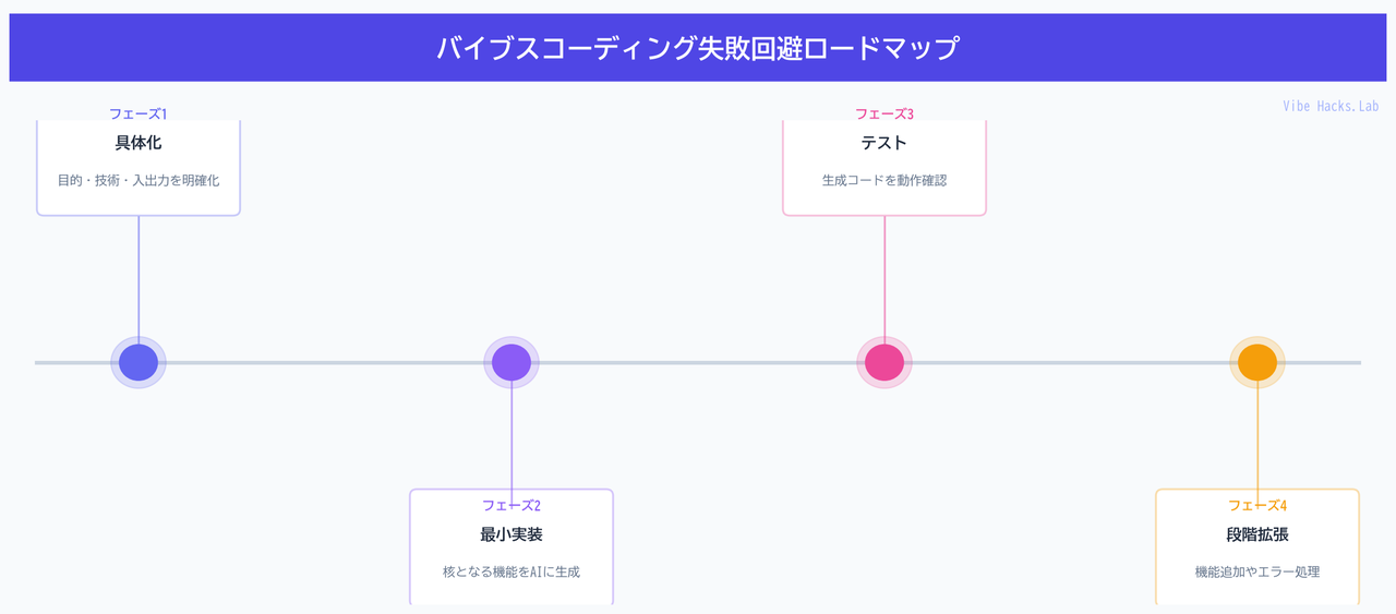 バイブスコーディング失敗回避ロードマップ