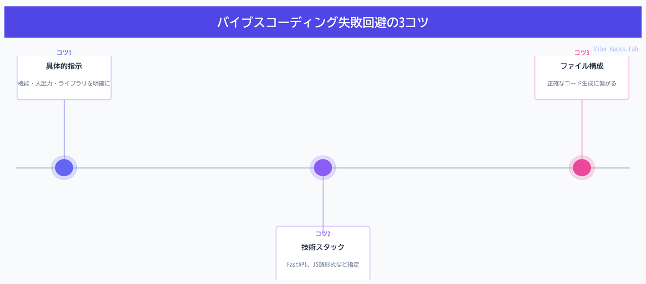 バイブスコーディング失敗回避の3コツ